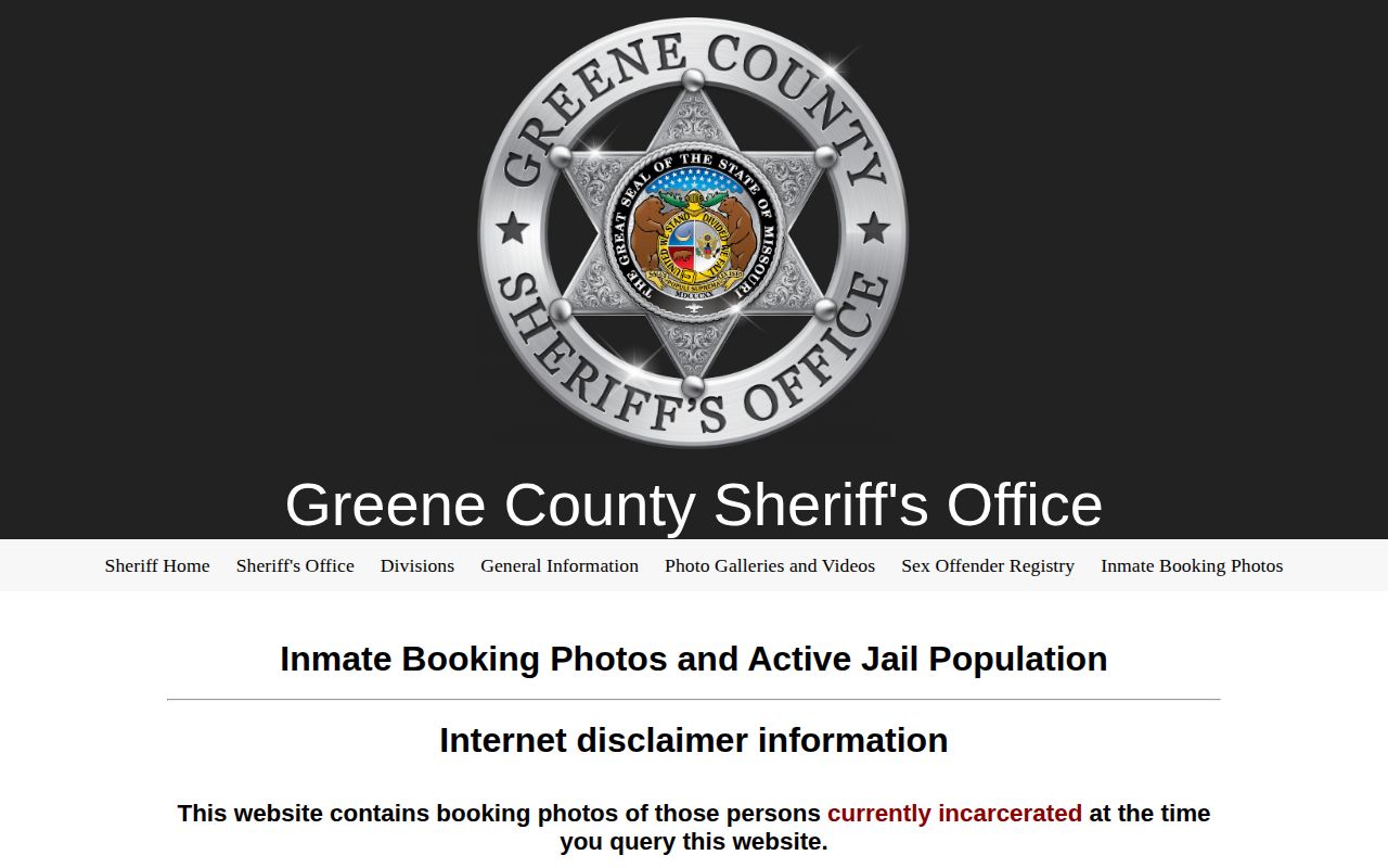 Greene County recent arrest JailTracker policy page