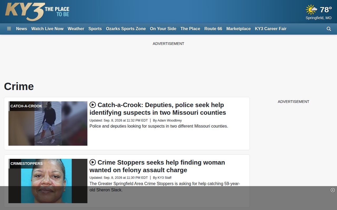 KY3 local crime news section serving Greene County